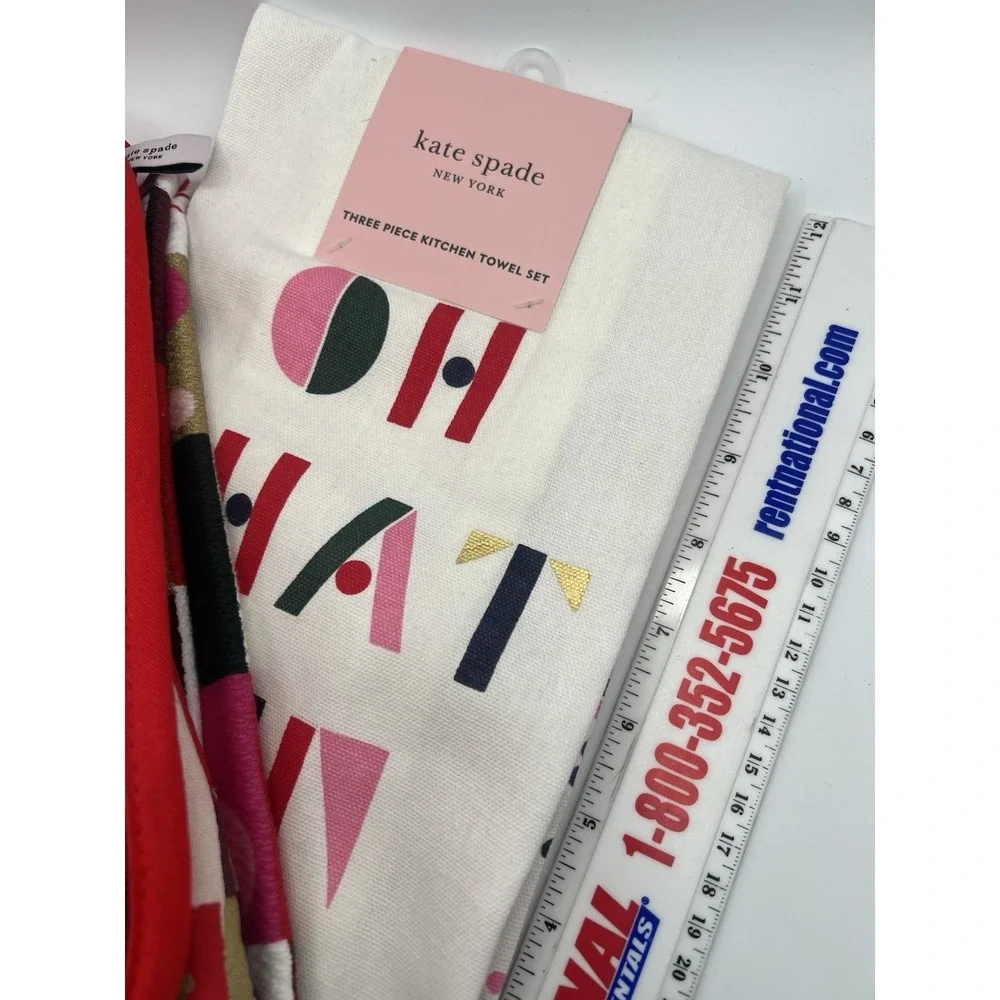 Lot Of 3 Kate Spade OH WHAT FUN 3 Piece Kitchen Towel Set‎ Holiday Christmas